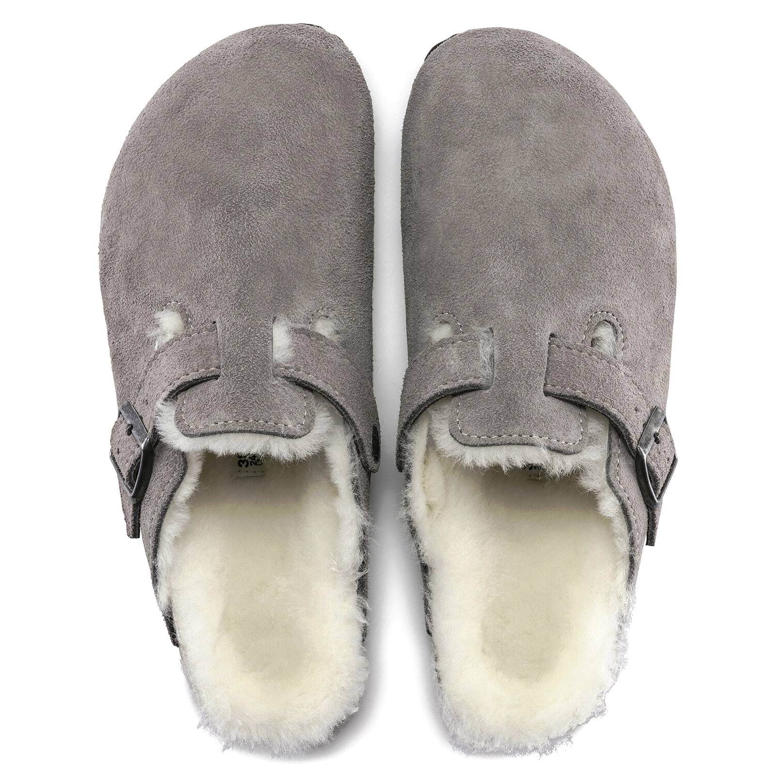 Birkenstock Boston Shearling Suede Leather Stone Coin Clogs