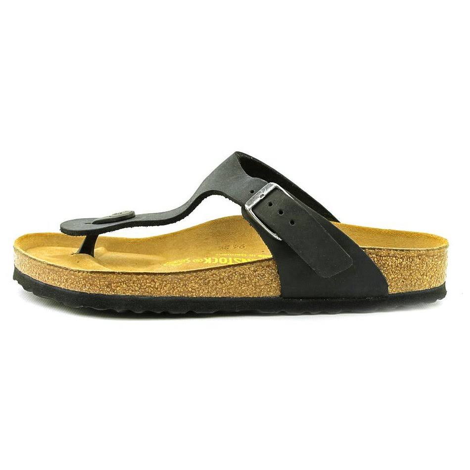 Birkenstock Women's Gizeh Sandal - 36 - Black Oiled Leather