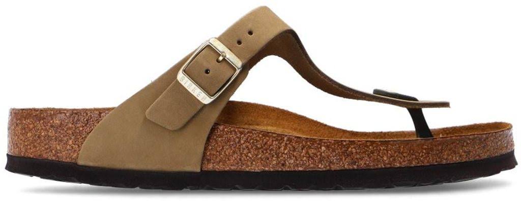 Birkenstock Women's Gizeh Soft Footbed Nubuck Sandals - Faded Khaki