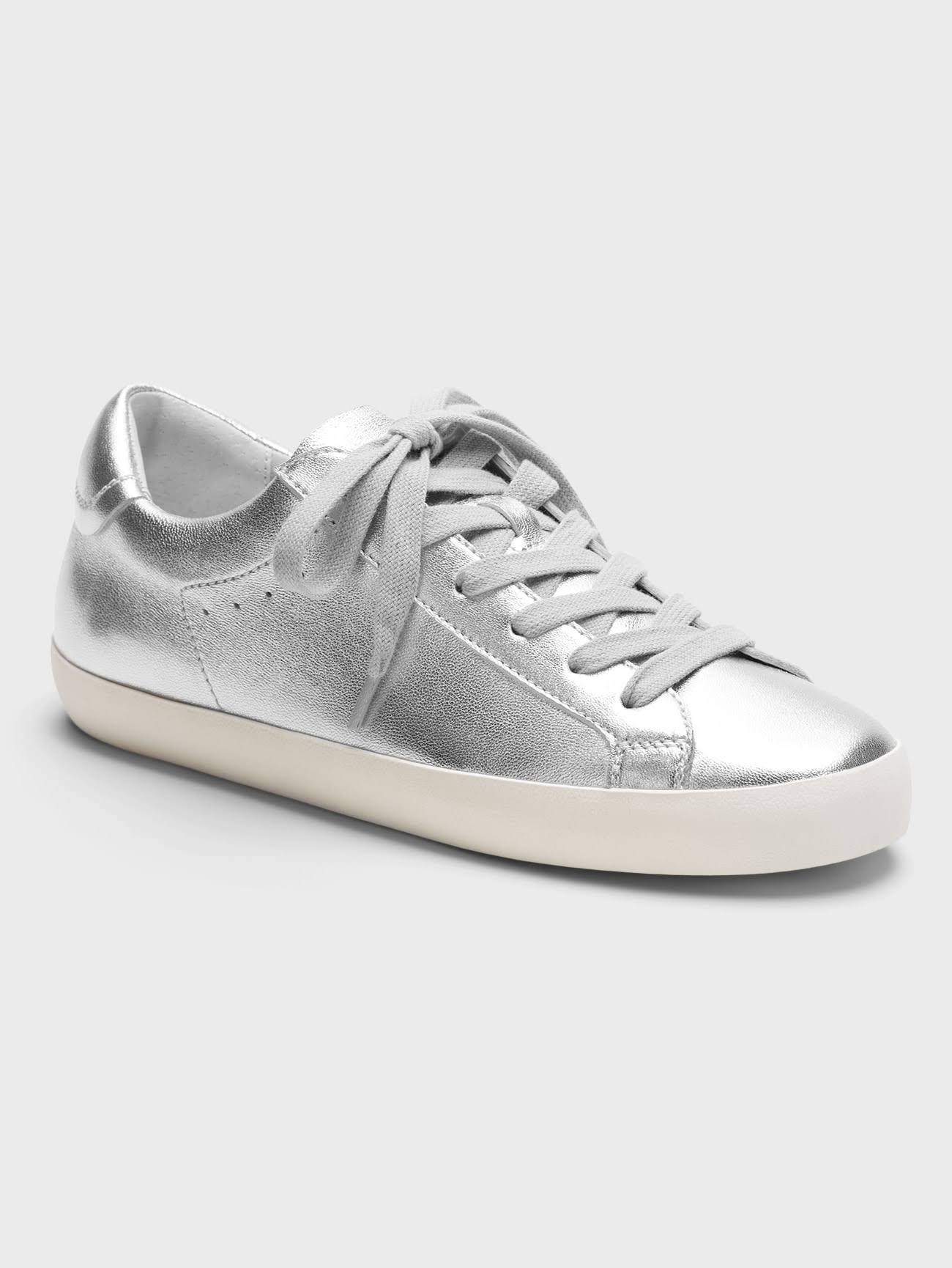 Banana Republic Women's Essential Sneaker Silver Leather Size 5