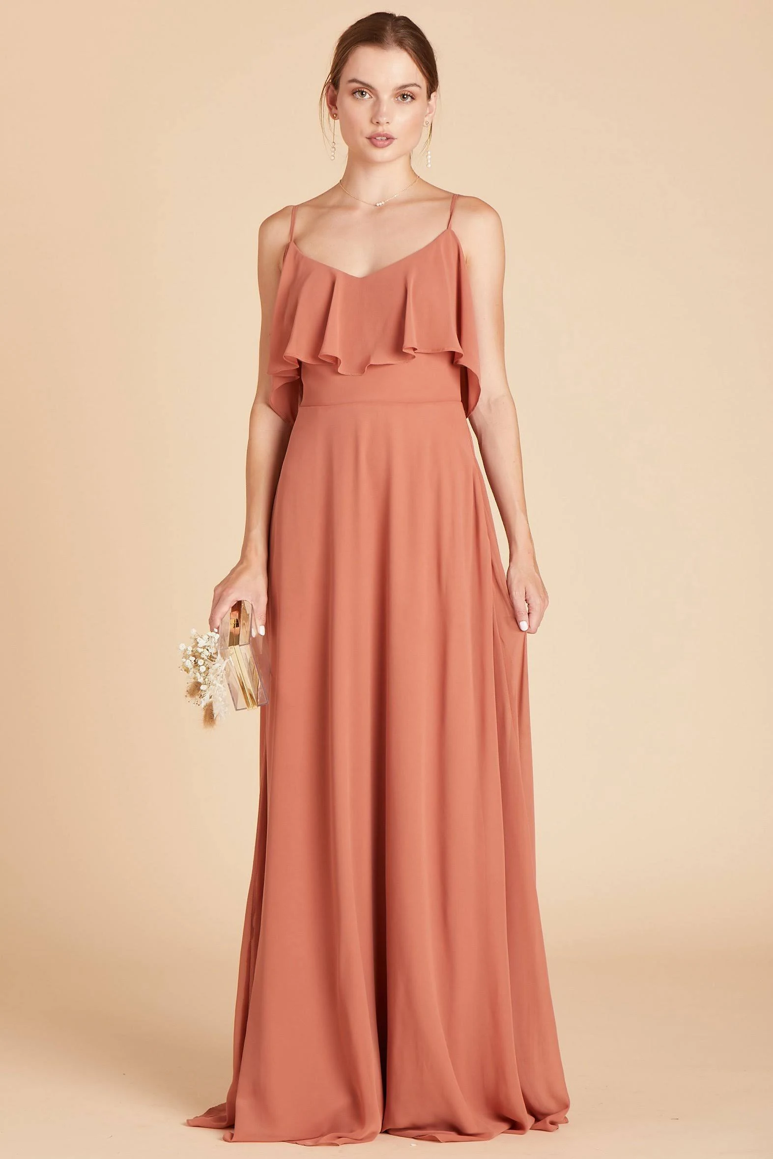 Birdy Grey Jane Convertible Chiffon Bridesmaid Dress in Terracotta XL / Terracotta