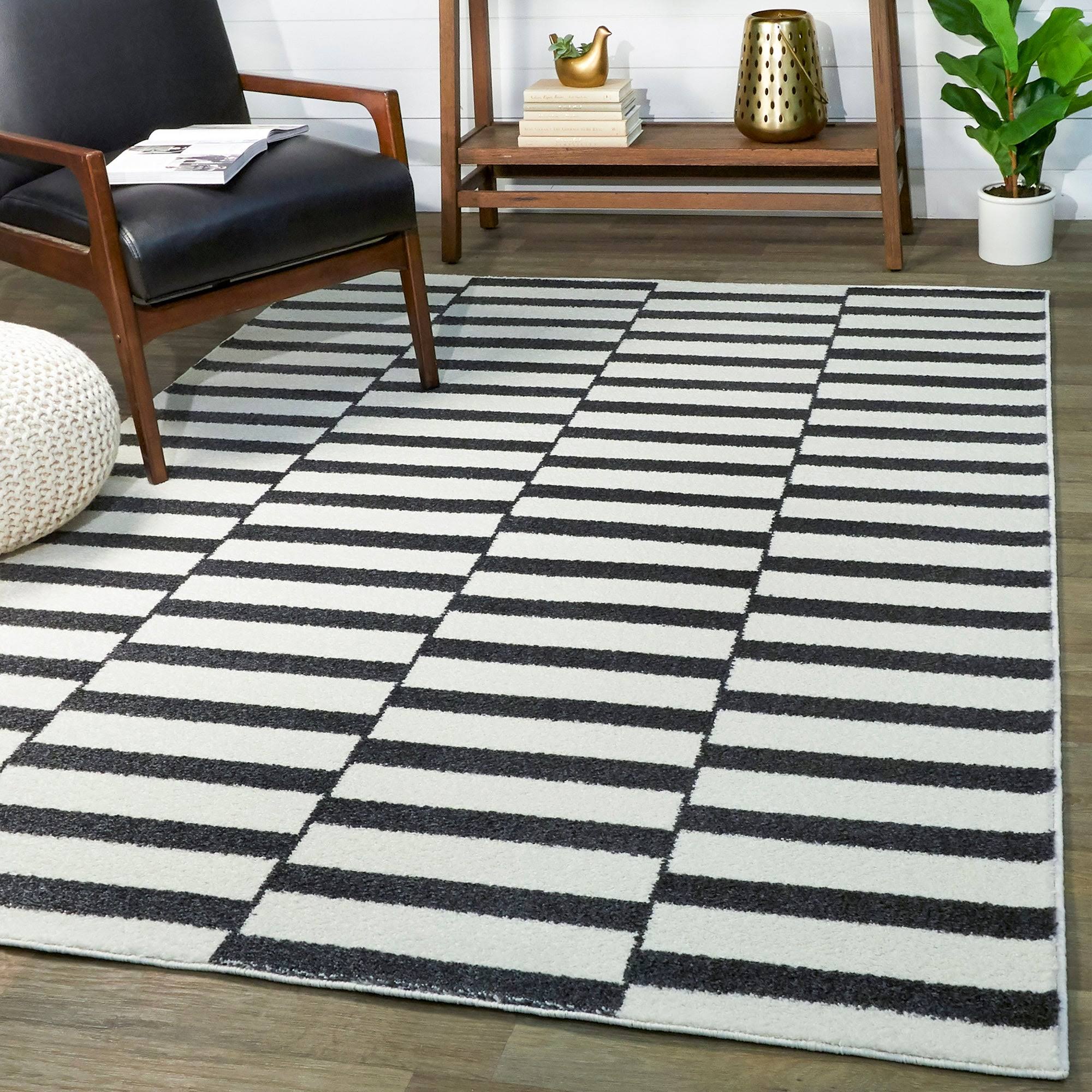 BALTA Dewey Striped Black 5 ft. x 7 ft. Area Rug