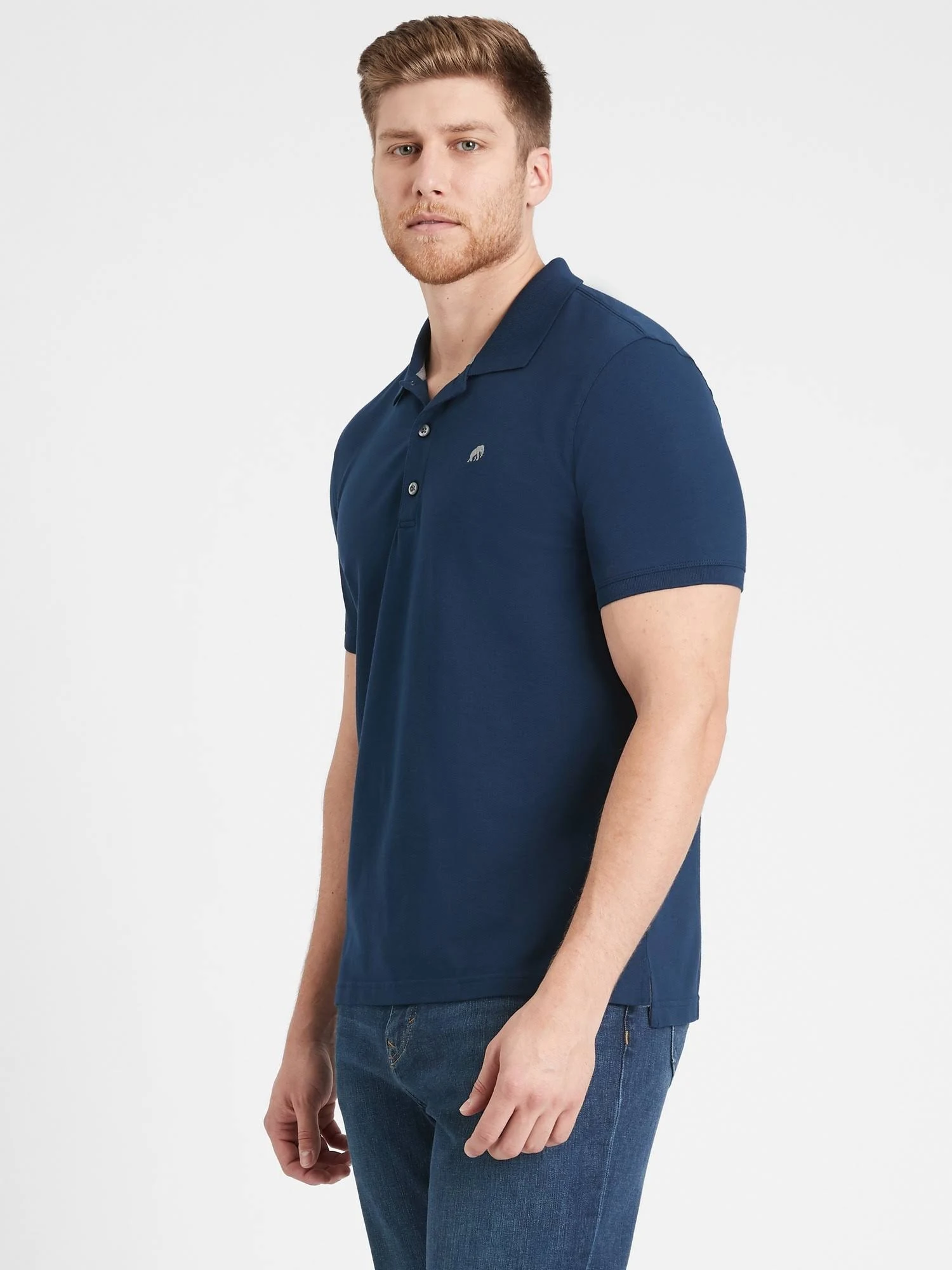 Banana Republic Men's Slim Signature Pique Polo Shirt Navy Star Size Xxs