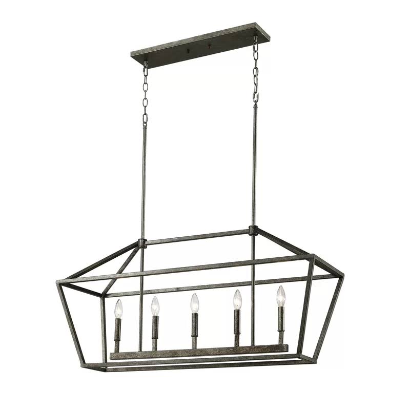 Laurel Foundry Modern Farmhouse Freemont 5-Light Kitchen Island Pendant, Rubbed Bronze