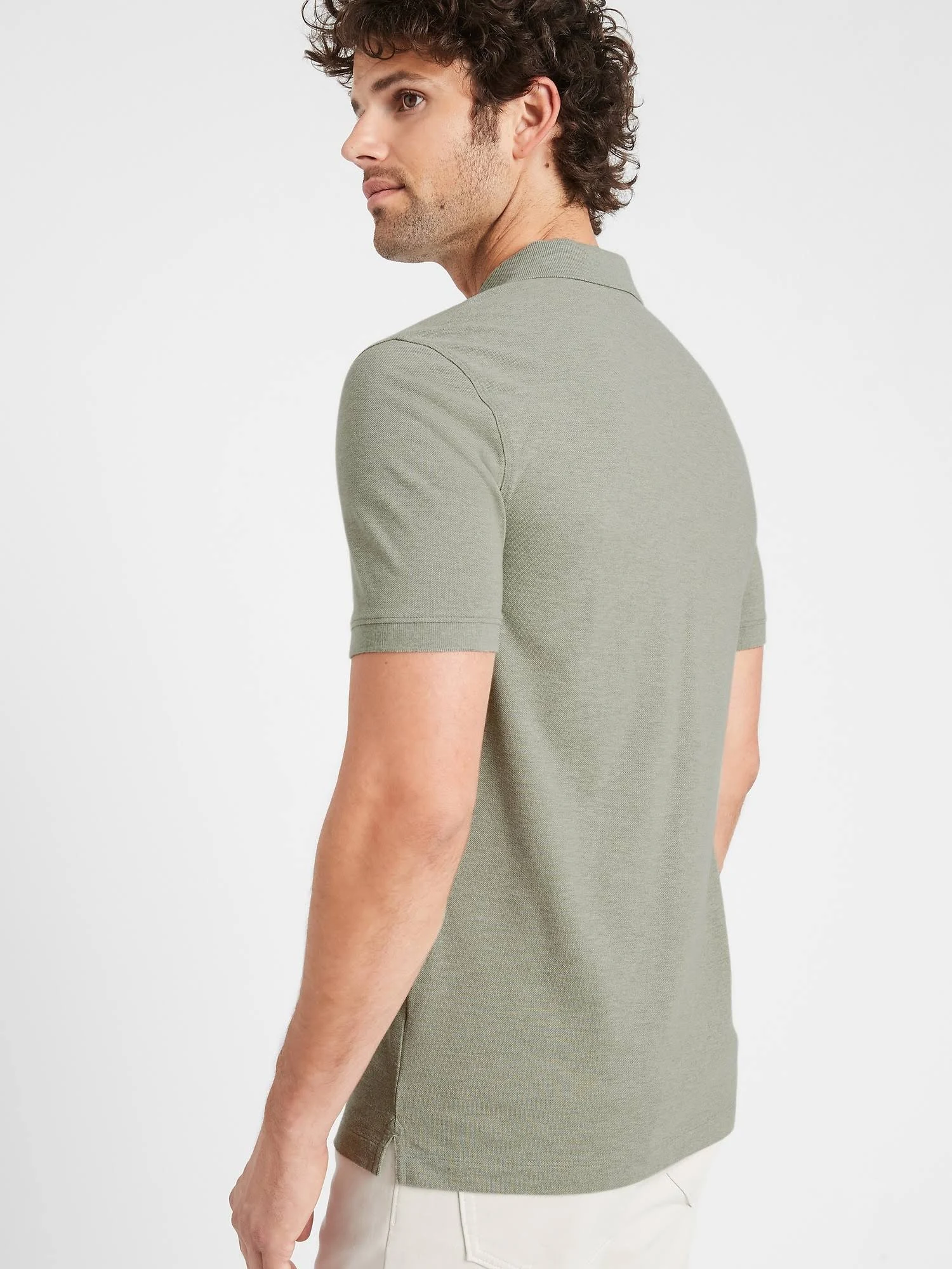 Banana Republic Men's Core Temp Pique Polo Shirt Green Cardoon Size Xs