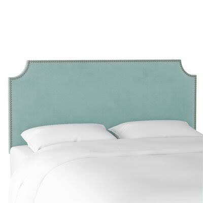 Alamak Velvet Notched Nail Button Upholstered Panel Headboard Willa Arlo Interiors Size: California King, Color: Caribbean