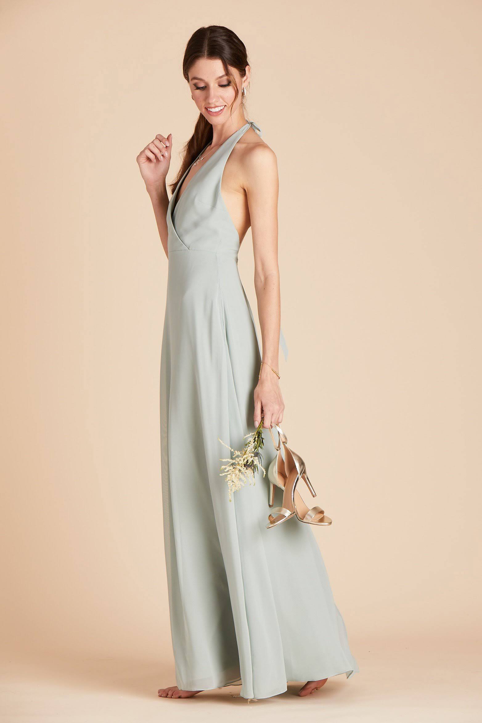 Birdy Grey Moni Convertible Chiffon Bridesmaid Dress in Sage L / Sage