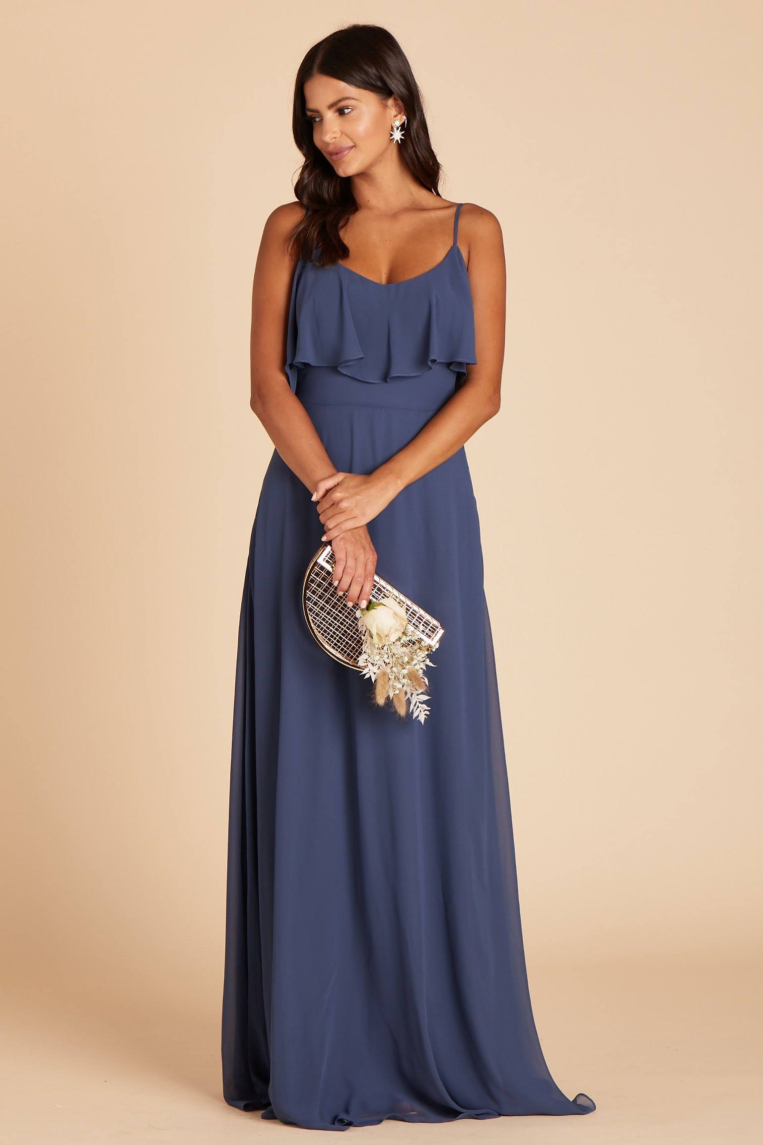 Birdy Grey Jane Convertible Chiffon Bridesmaid Dress in Slate Blue XXL / Slate Blue / No Slit
