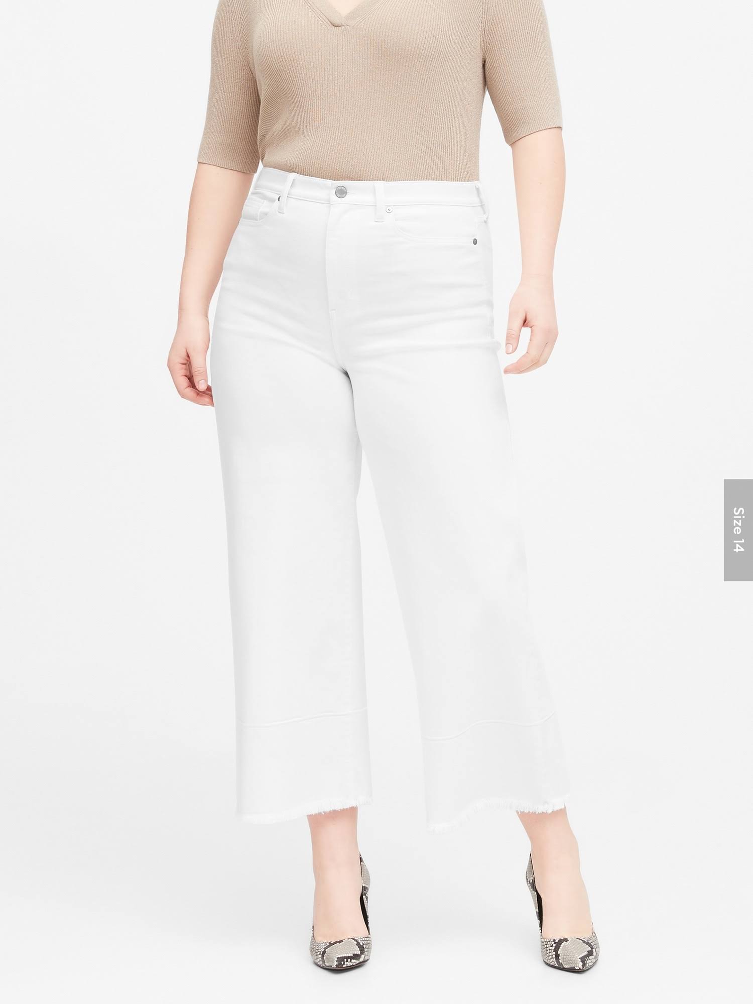 Banana Republic Women's High-Rise Wide-Leg Cropped Jean White Size 32 Regular