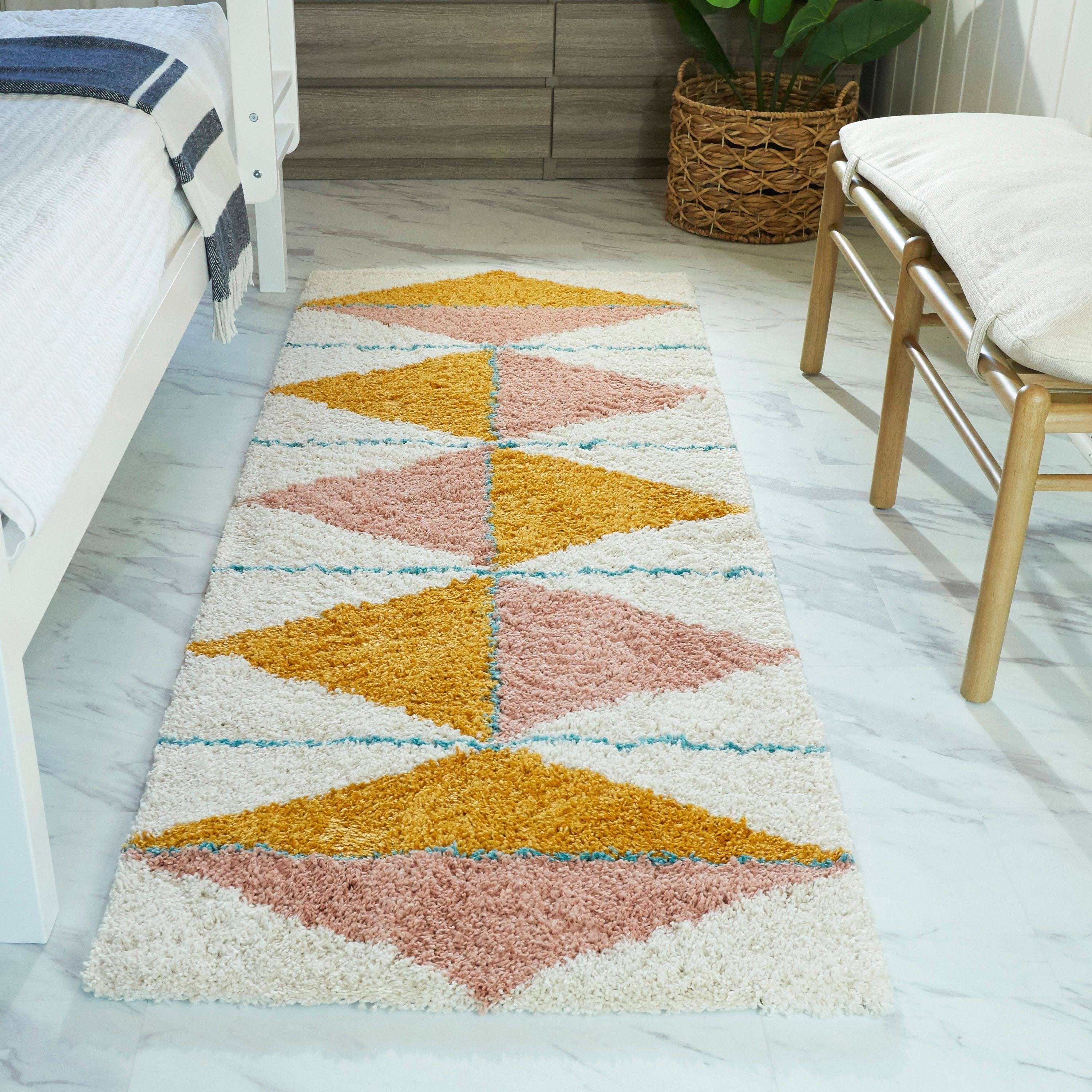 BALTA Levine Orange 5 ft. x 7 ft. Geometric Shag Area Rug