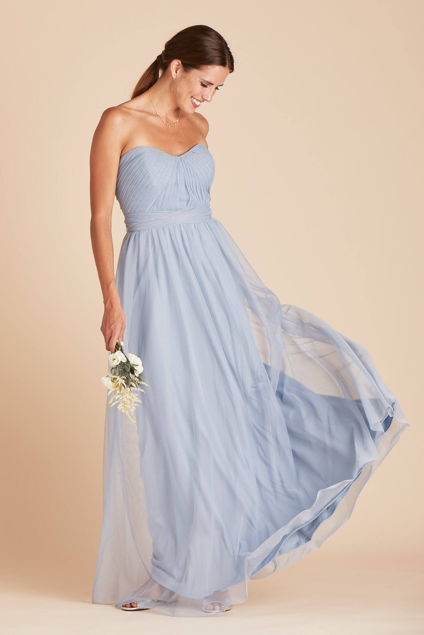 Birdy Grey Christina Convertible Tulle Bridesmaid Dress in Dusty Blue M / Dusty Blue