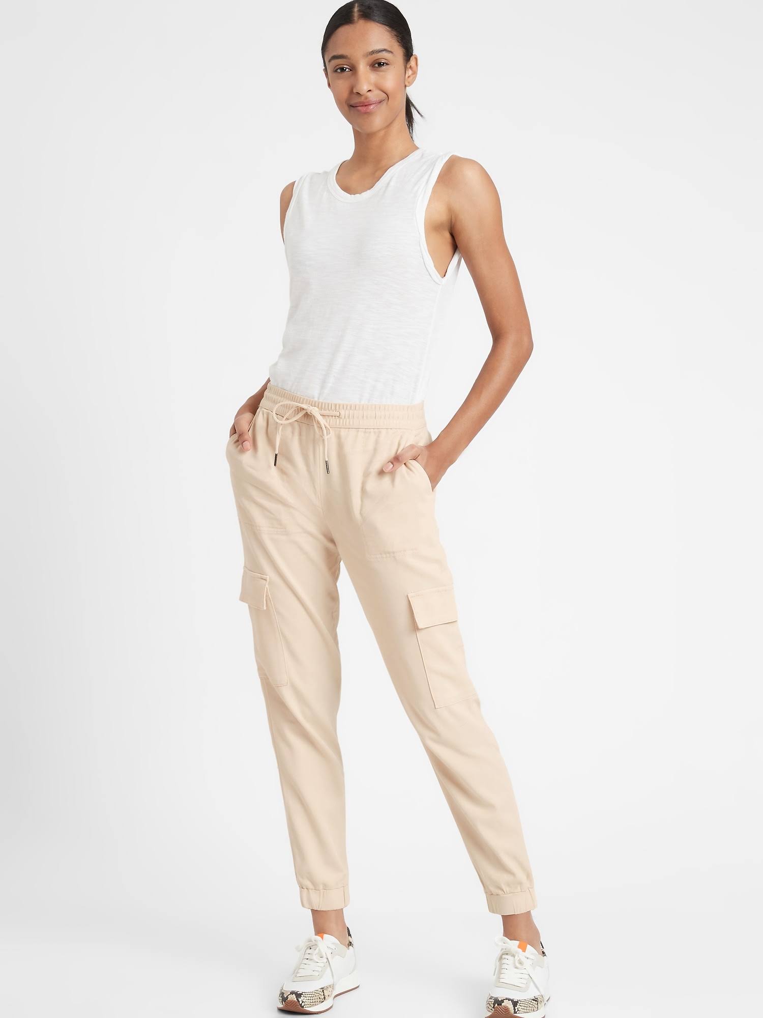 Banana Republic Women's Twill Utility Jogger Offwhite Size XXL