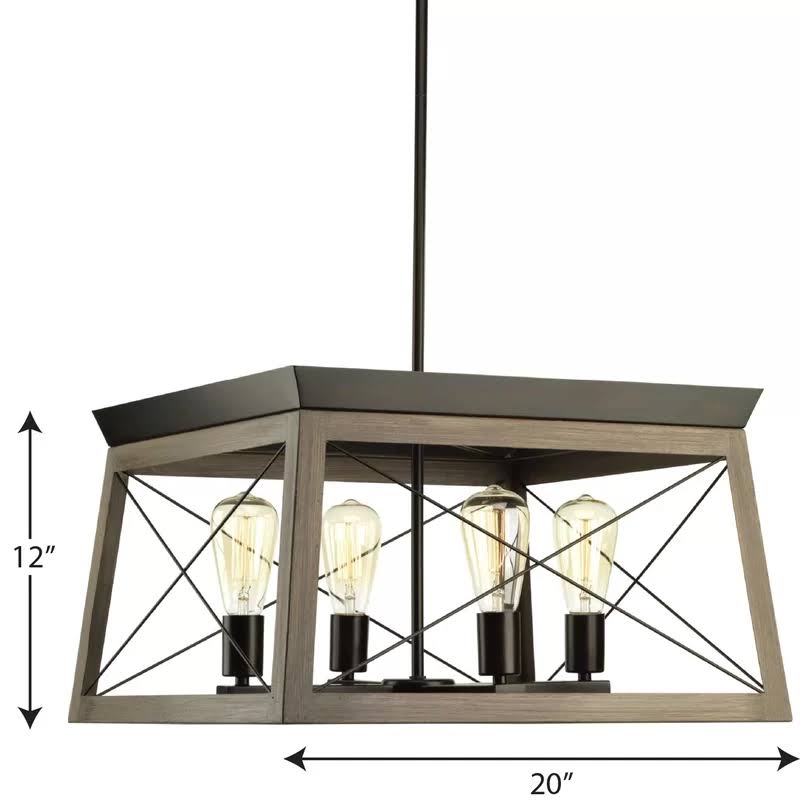 Delon 4 - Light Lantern Rectangle Chandelier Finish: Antique Bronze
