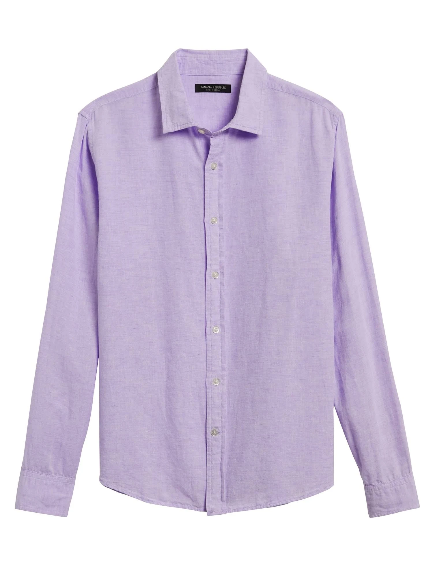 Banana Republic Men's Untucked Slim-Fit Linen-Cotton Shirt Purple Size M