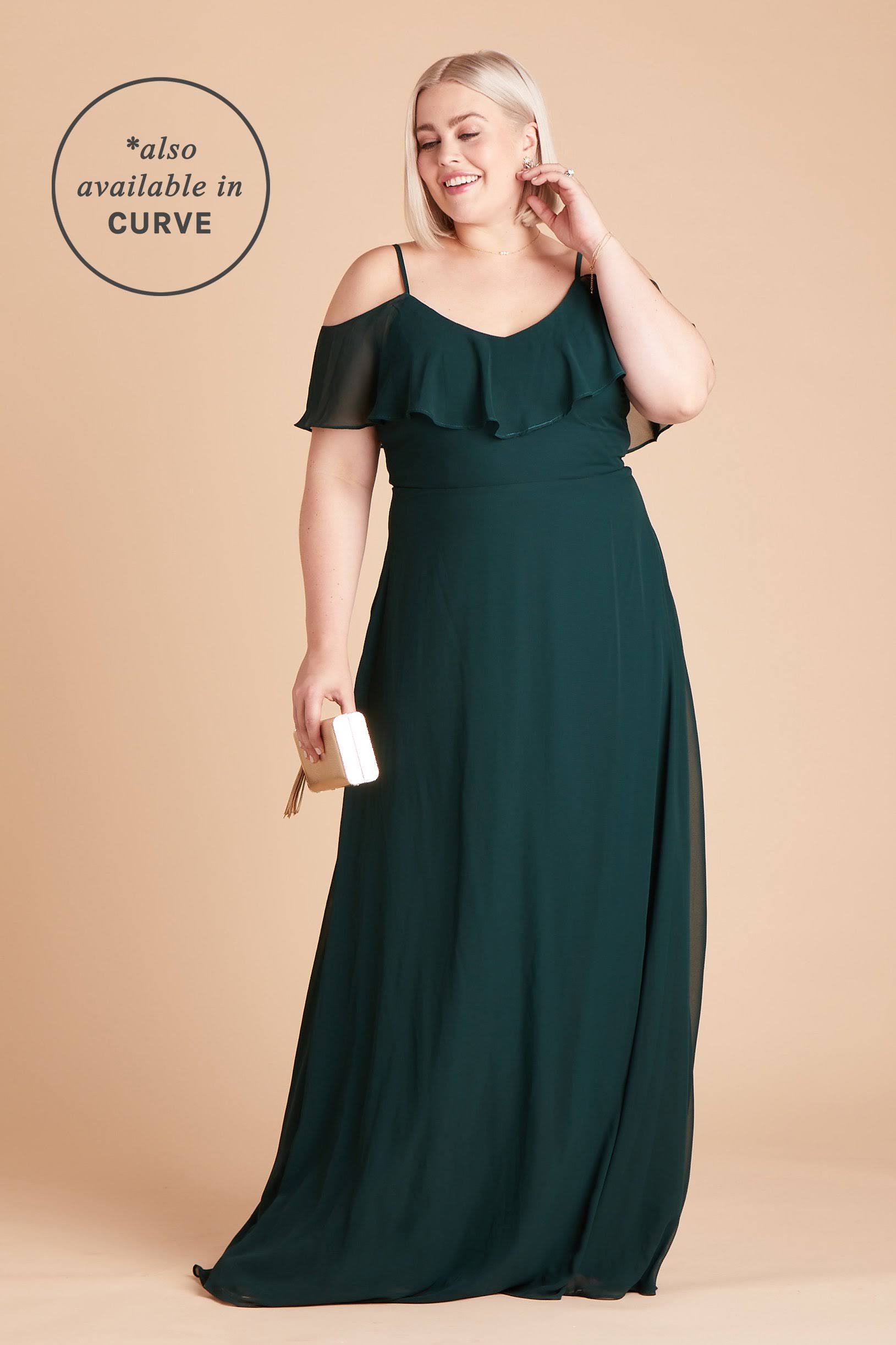 Birdy Grey Jane Convertible Chiffon Bridesmaid Dress in Emerald M / Emerald / No Slit