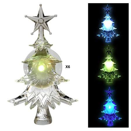 Christmas Window Clings - Set of 6 Suction Cup Xmas Trees - LED Color Changing Lights - Battery Operated Christmas Decorations b