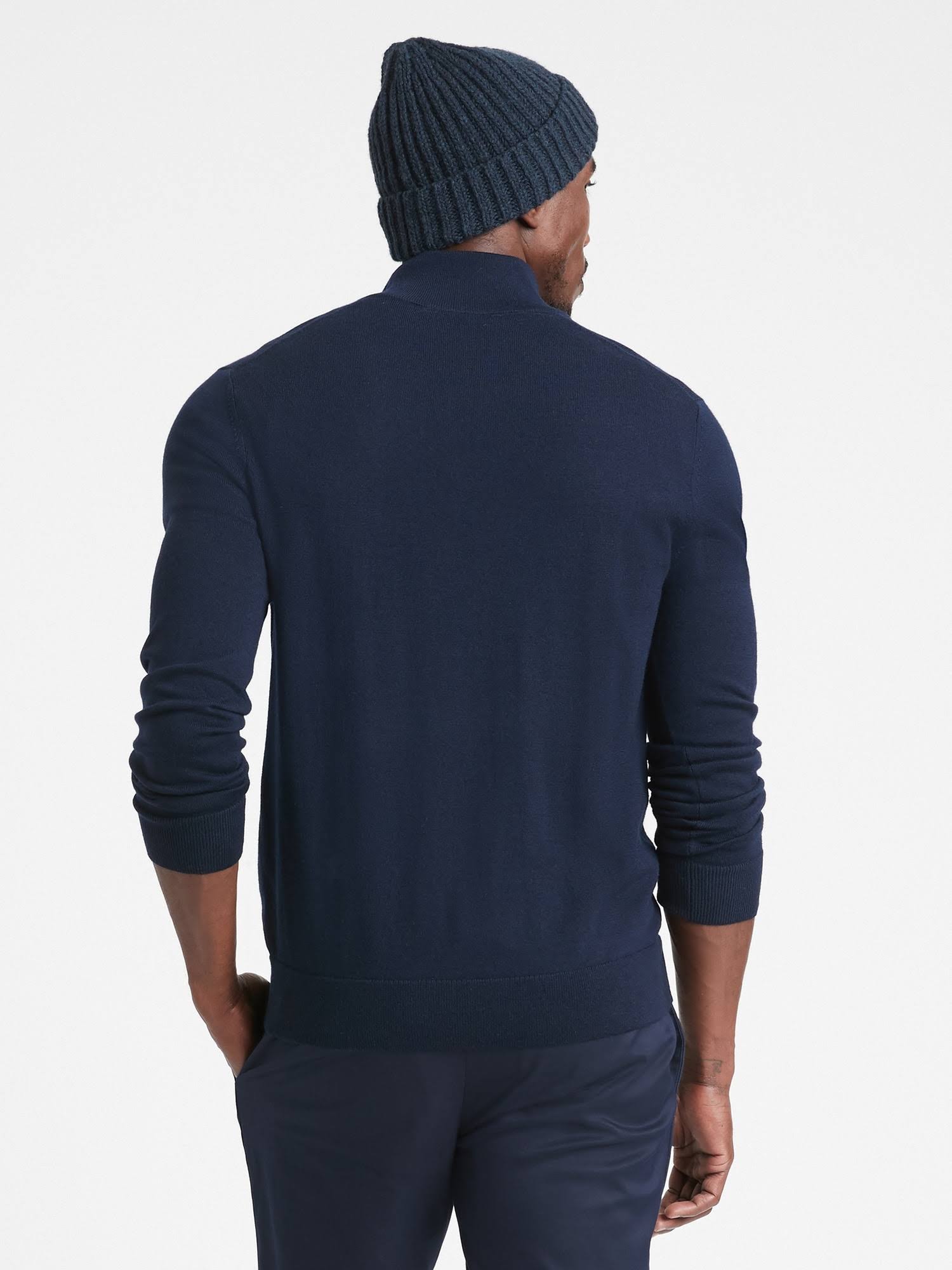Banana Republic Men's Merino Half-Zip Sweater Navy Size S