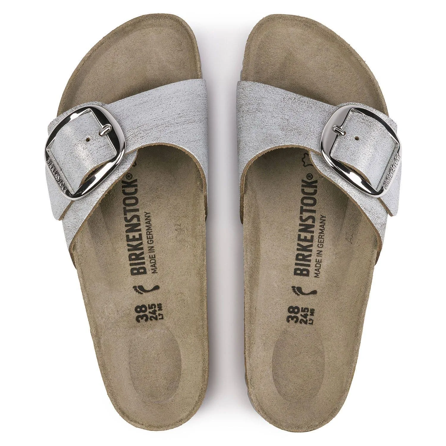Birkenstock Madrid Big Buckle (Washed Metallic Blue) Women's Sandals