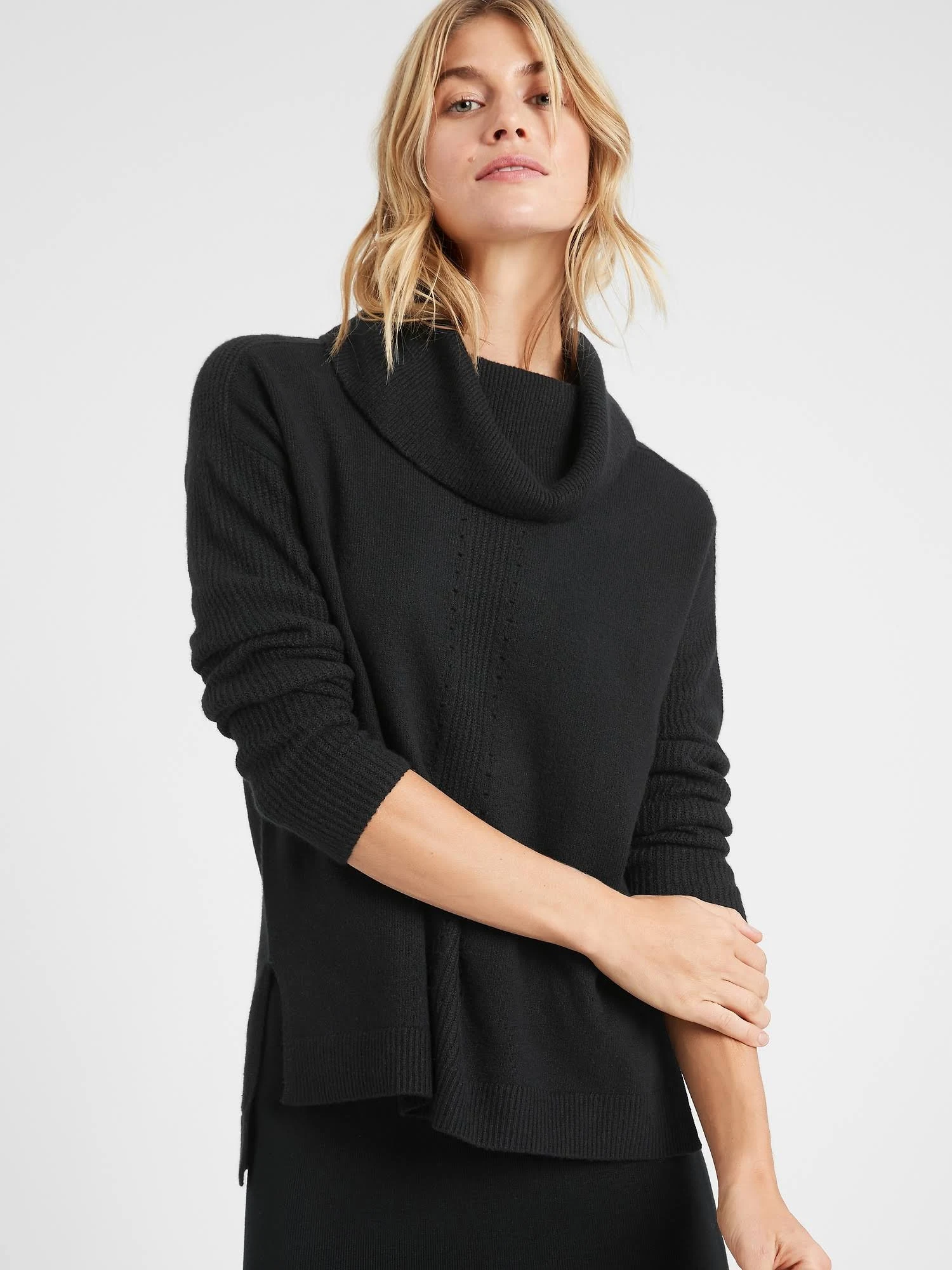 Women's Cozy Cowl-Neck Sweater Black