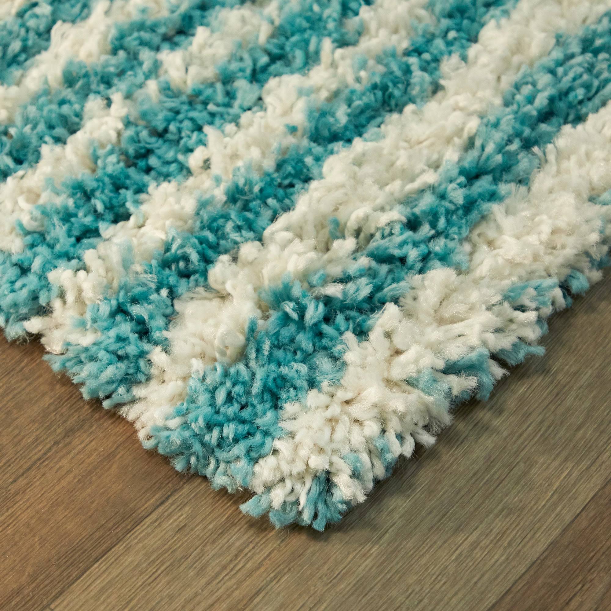 BALTA Hughes Teal 8 ft. x 10 ft. Striped Shag Area Rug, Blue