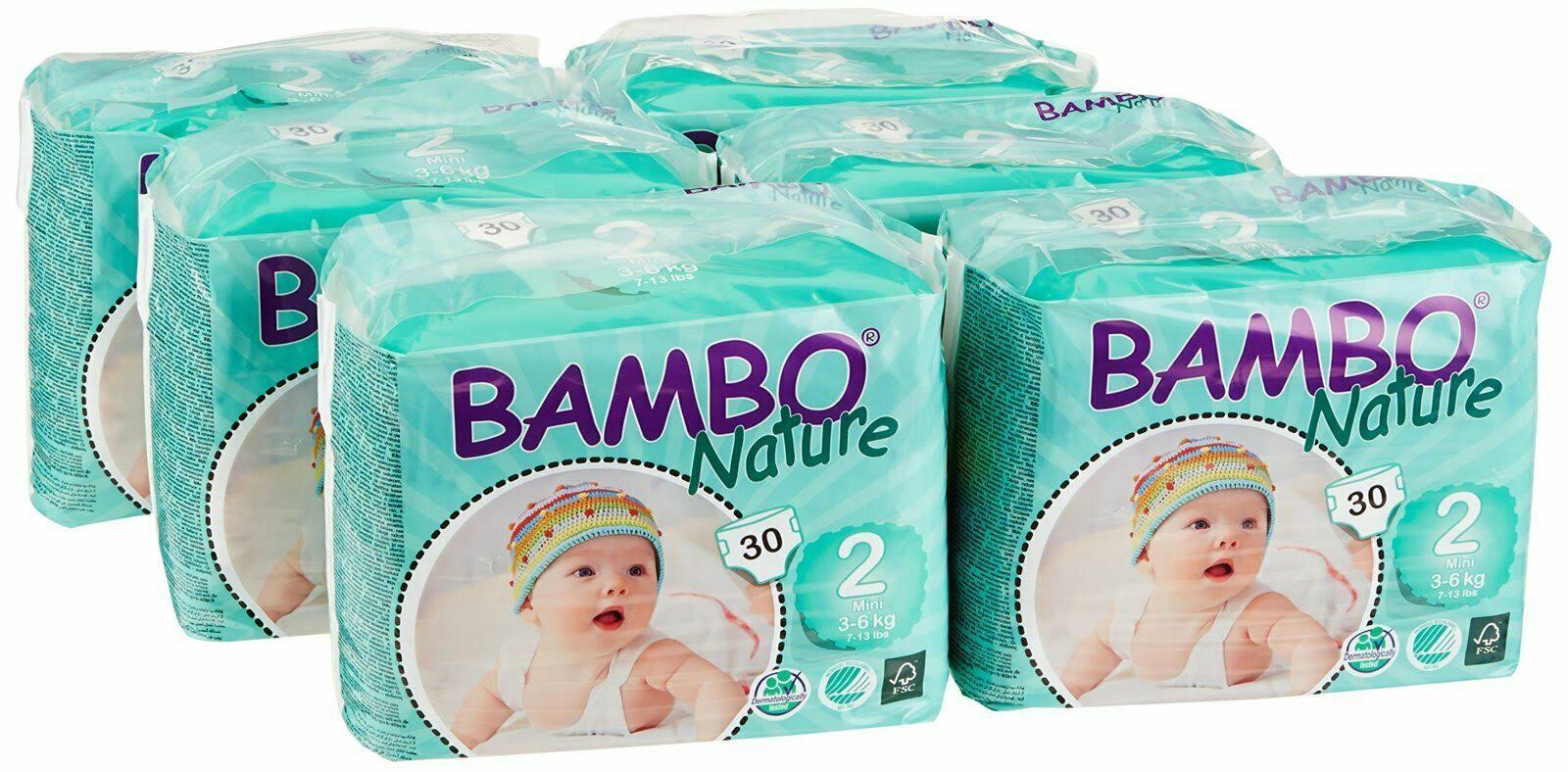 Bambo Nature Baby Classic Diapers, Size 2 - 6 pack, 30 count each