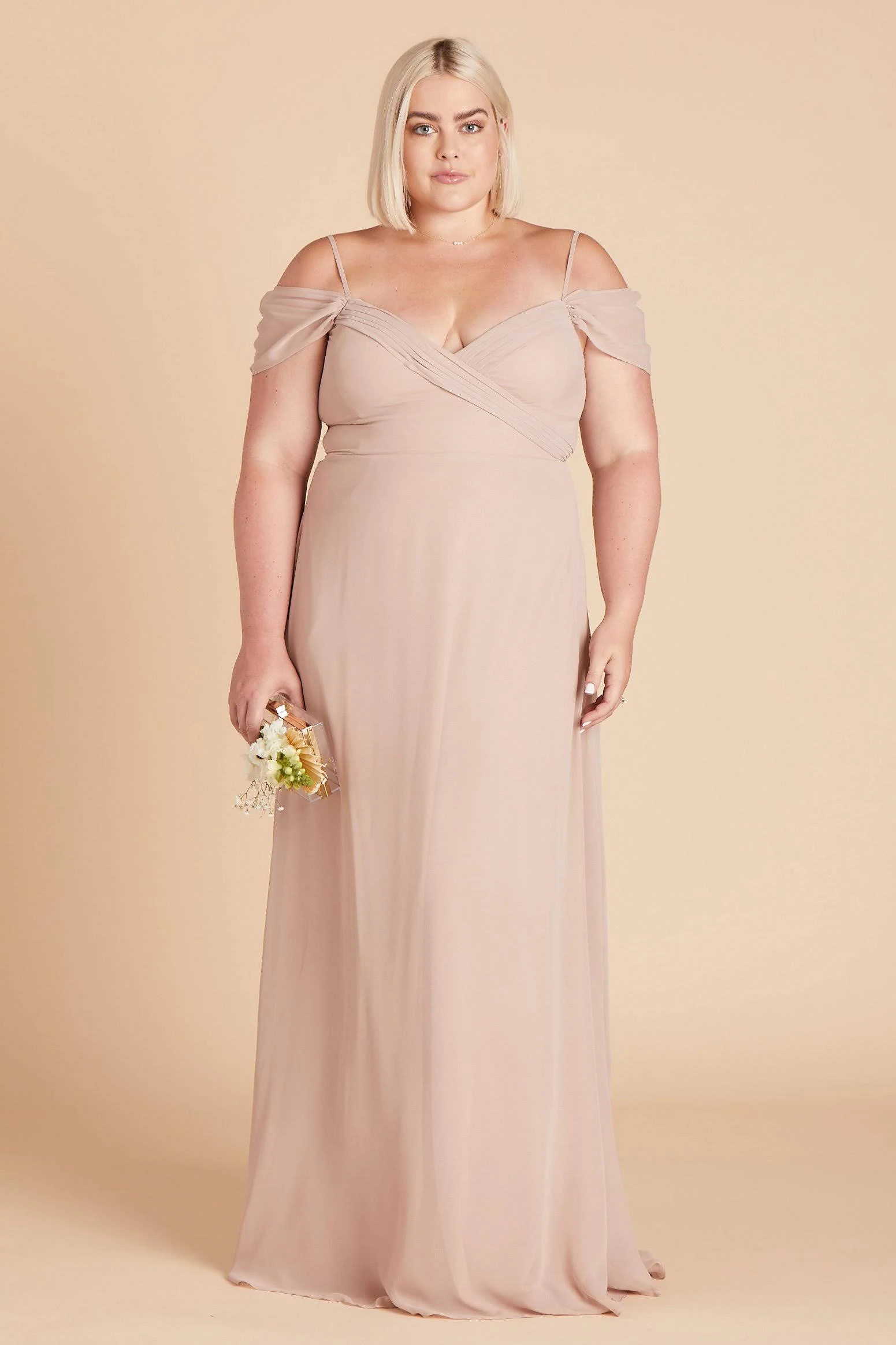 Birdy Grey Spence Plus Size Convertible Chiffon Bridesmaid Dress in Taupe 2x / Taupe