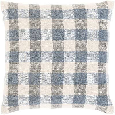 Nipinnawasee Cotton Plaid 20x22 Pillow Cover Color: Cream/Denim