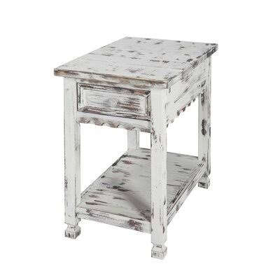 Birch Lane Lenihan Solid Wood End Table with Storage Color: White