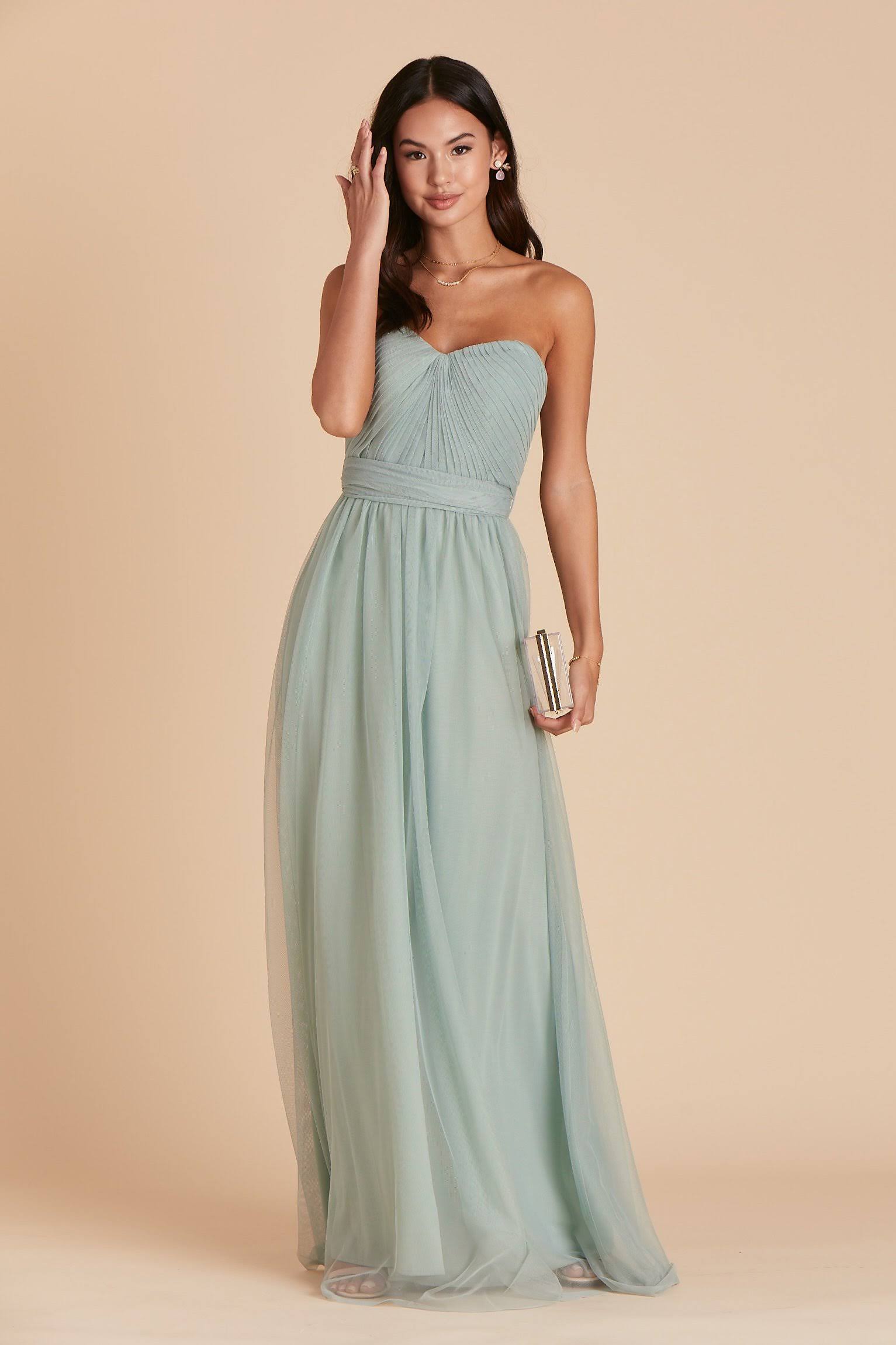 Birdy Grey Christina Convertible Tulle Bridesmaid Dress in Sage Xs / Sage