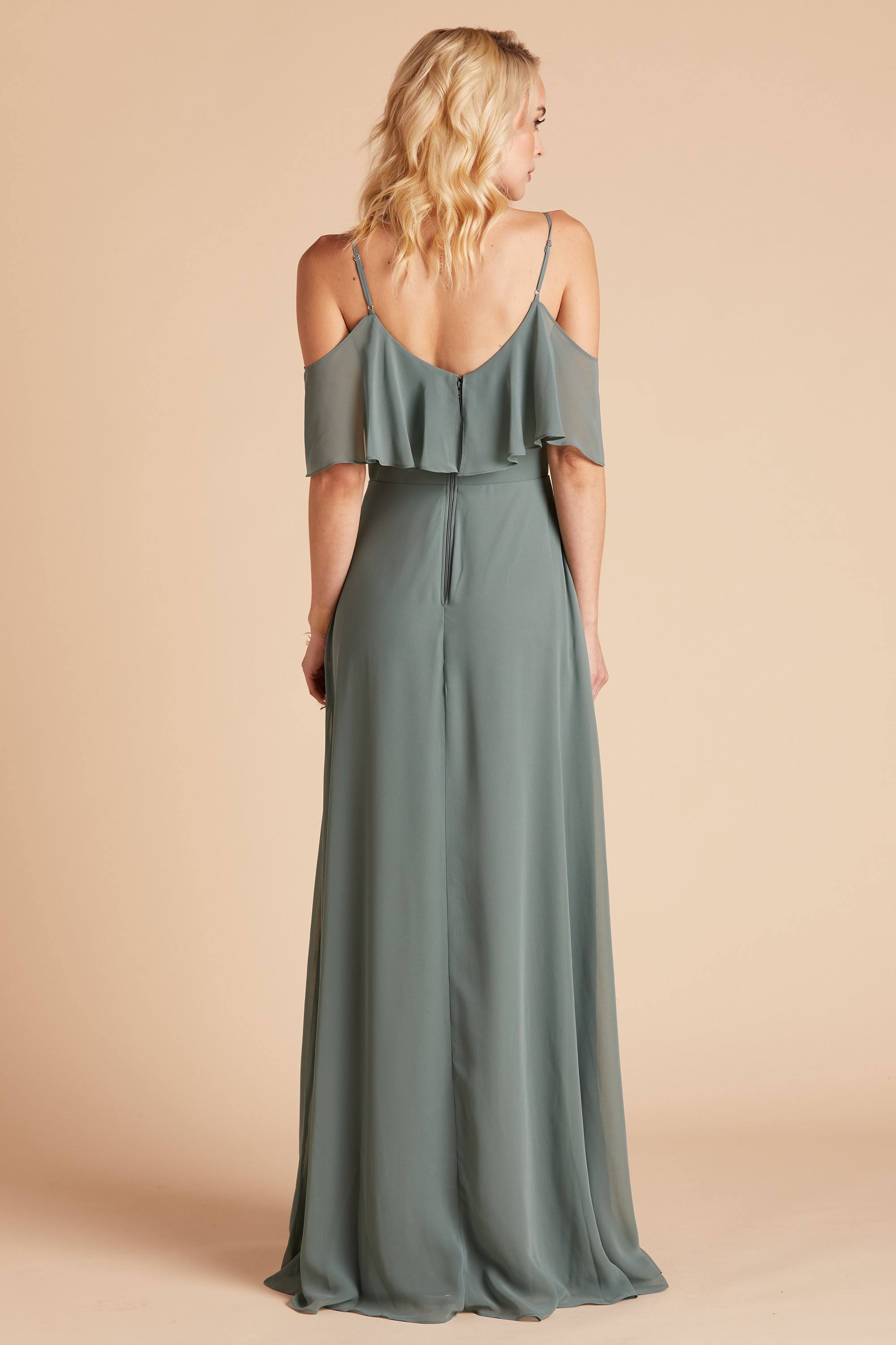 Birdy Grey Jane Convertible Chiffon Bridesmaid Dress in Sea Glass L / Sea Glass / No Slit