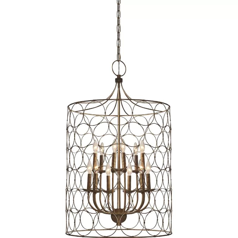 Flores 12 - Light Candle Style Drum Chandelier - Bronze