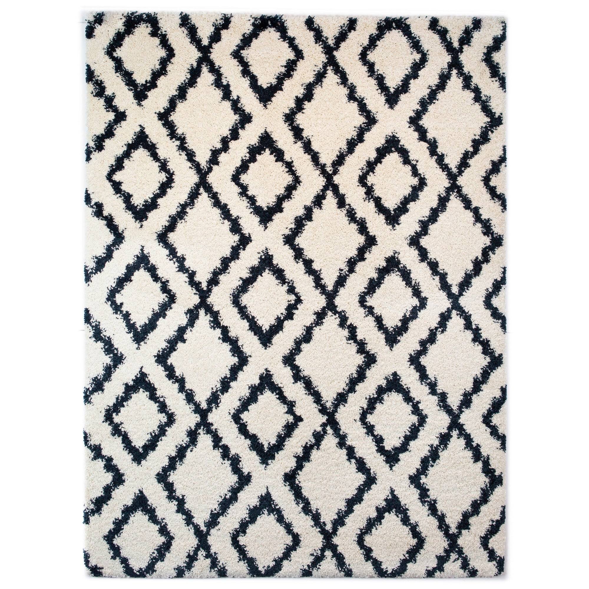 Ruba Diamond Shag Area Rug - 5&3x22 x 7& - White