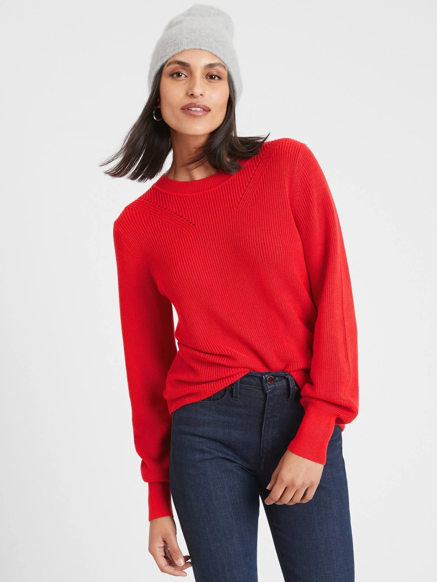 Women's Chunky Crew-Neck Sweater Red
