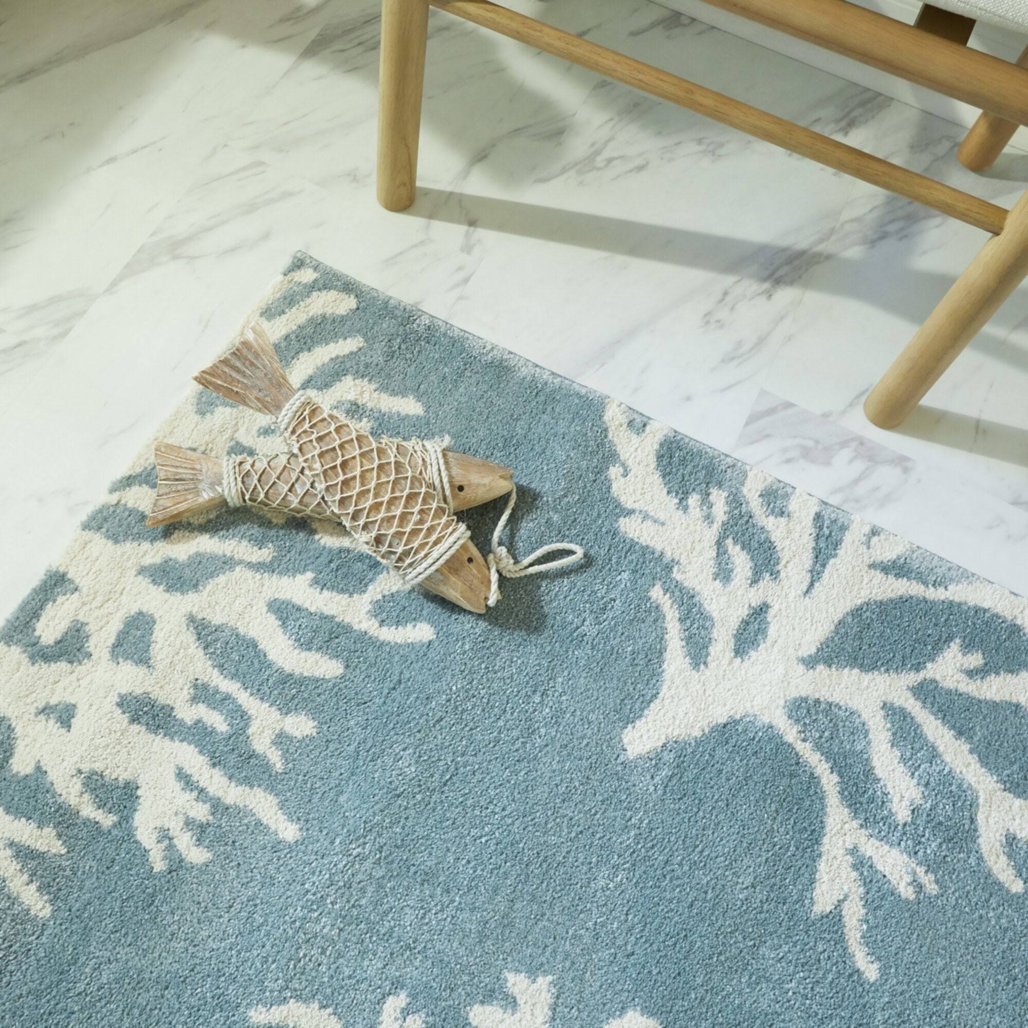 BALTA Caistor Blue 8 ft. x 10 ft. Coastal Coral Print Area Rug