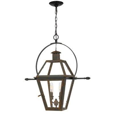 Fults 2 -Bulb 23.5x22 H Outdoor Hanging Lantern Fixture Finish: Industrial Bronze