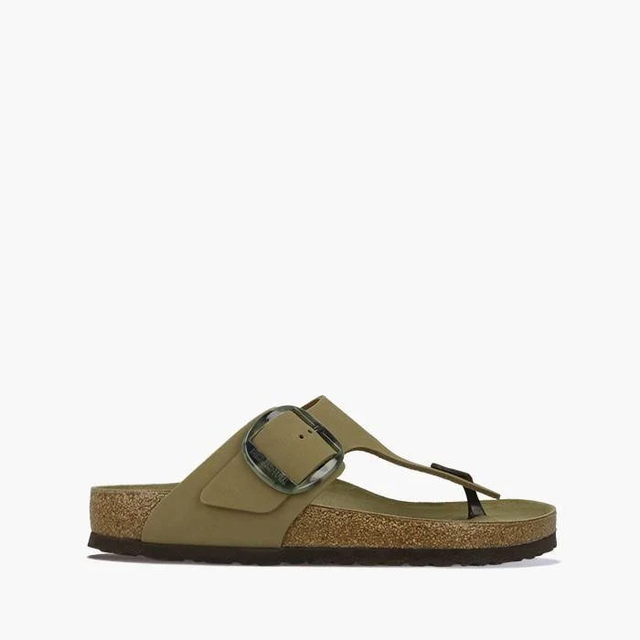 Birkenstock Gizeh Big Buckle Nubuck Leather Mud Green Thong Sandals