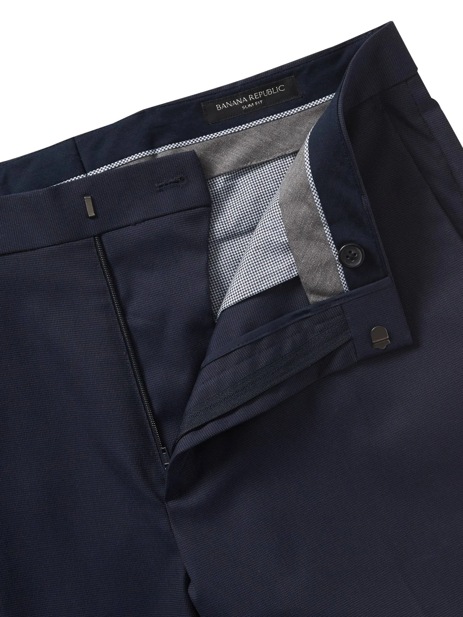 Banana Republic Men's Slim Non-Iron Stretch Cotton Solid Pant Navy Size 29W 30L