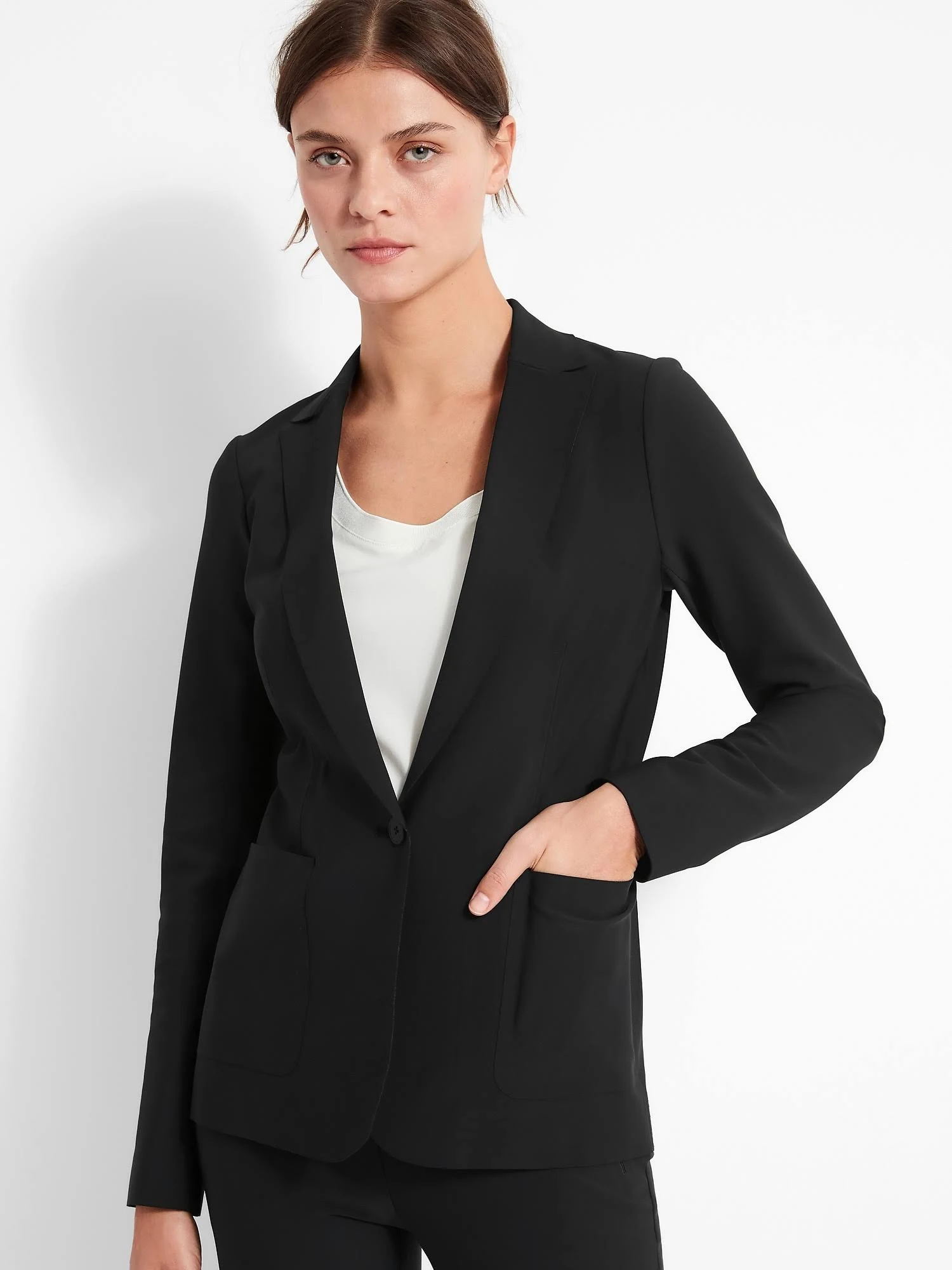 Banana Republic Women's Luxe Sculpt Blazer Black Tall Size 10