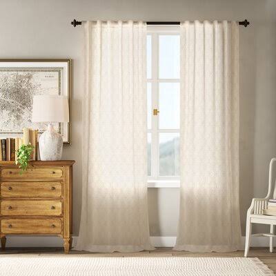 Rogero Geometric Sheer Rod Pocket Single Curtain Panel Size per Panel: 50x22W x 120x22L, Curtain Color: Natural
