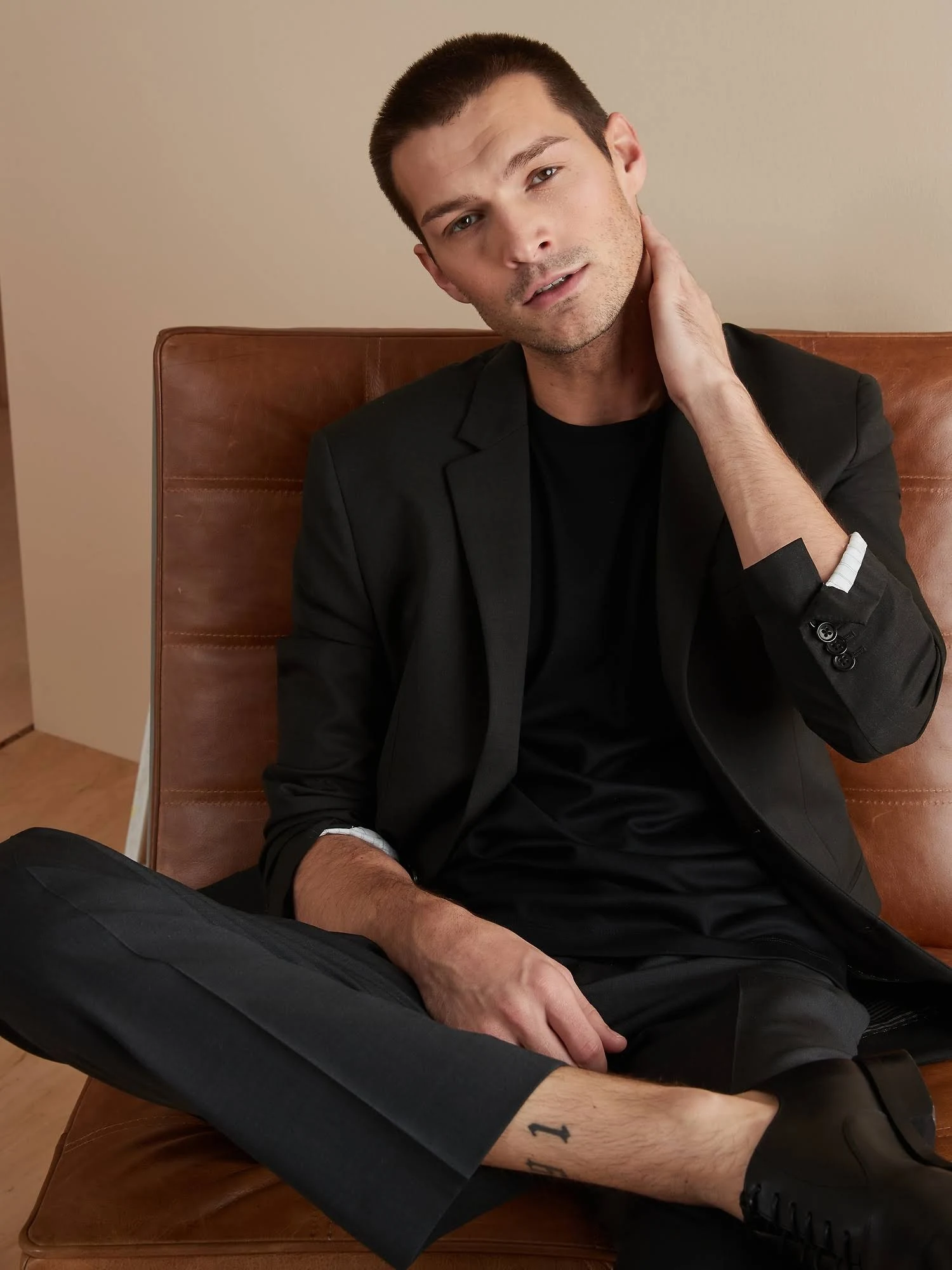 Banana Republic Men's Slim Solid Italian Wool Suit Jacket Charcoal Size 44 Long