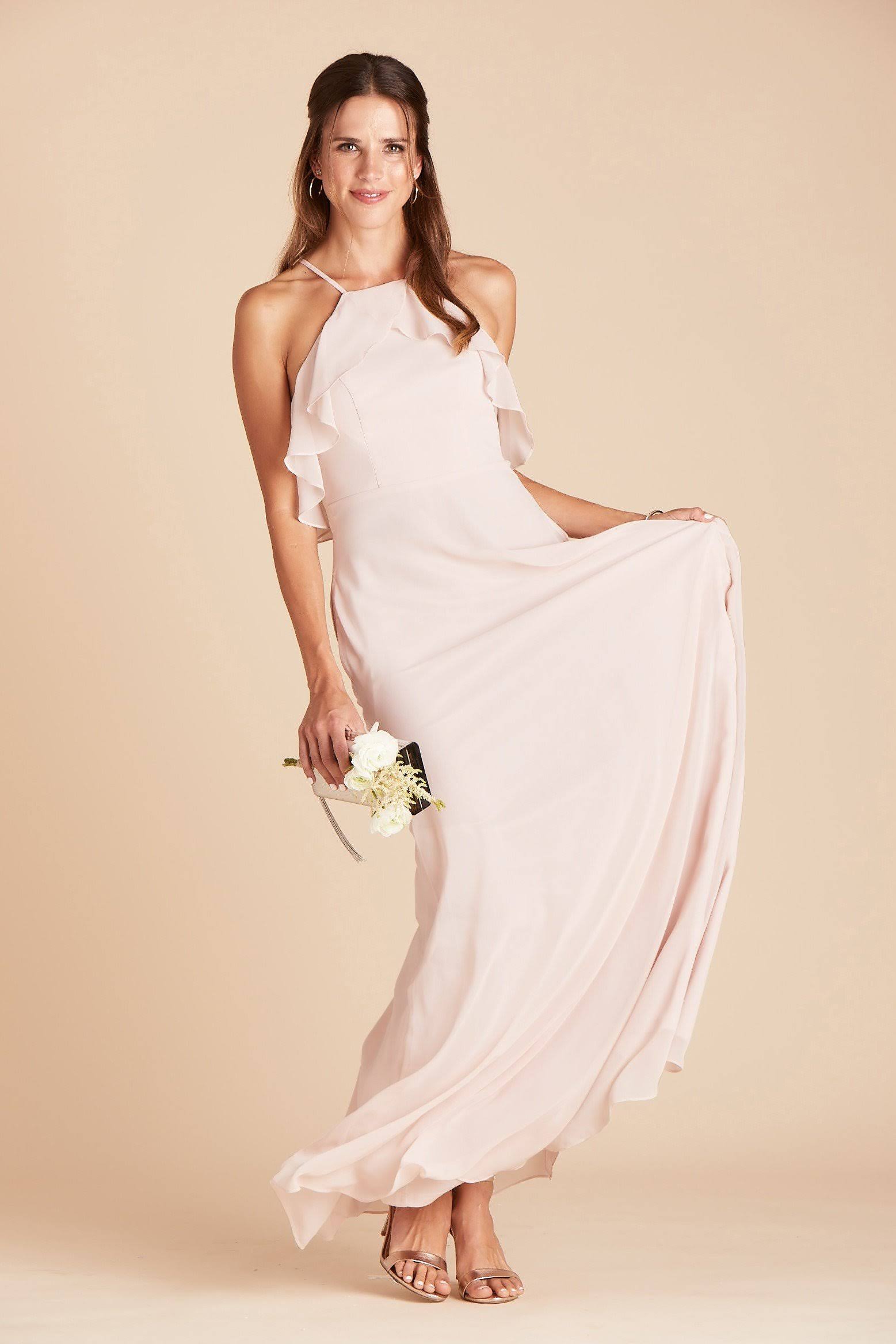 Birdy Grey Jules Chiffon Bridesmaid Dress in Pale Blush S / Pale Blush