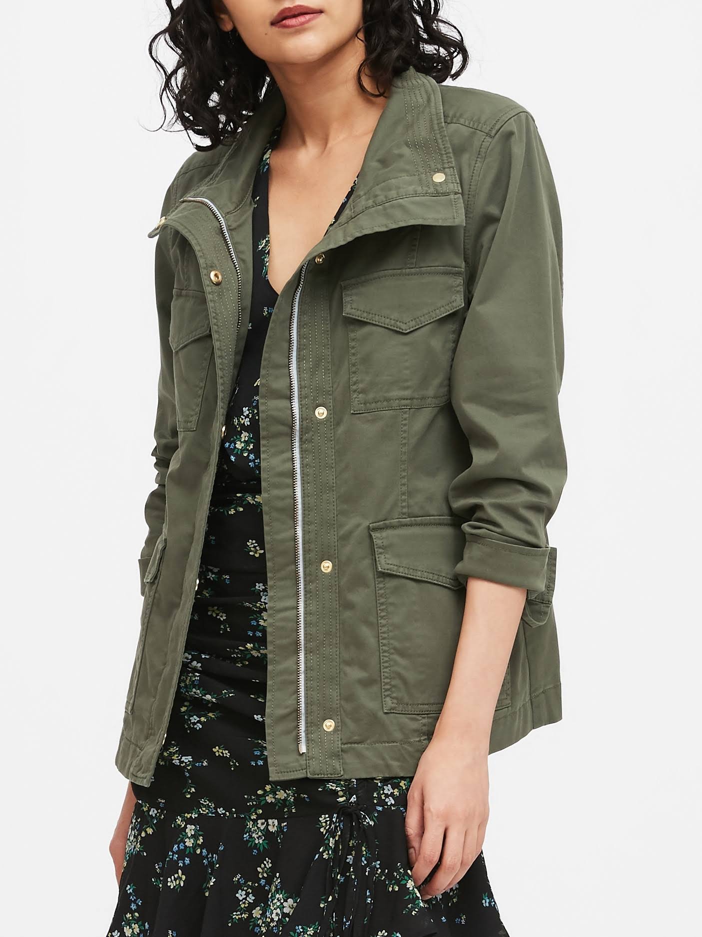 Banana Republic Women's Classic Utility Jacket Flight Jacket Green Size S