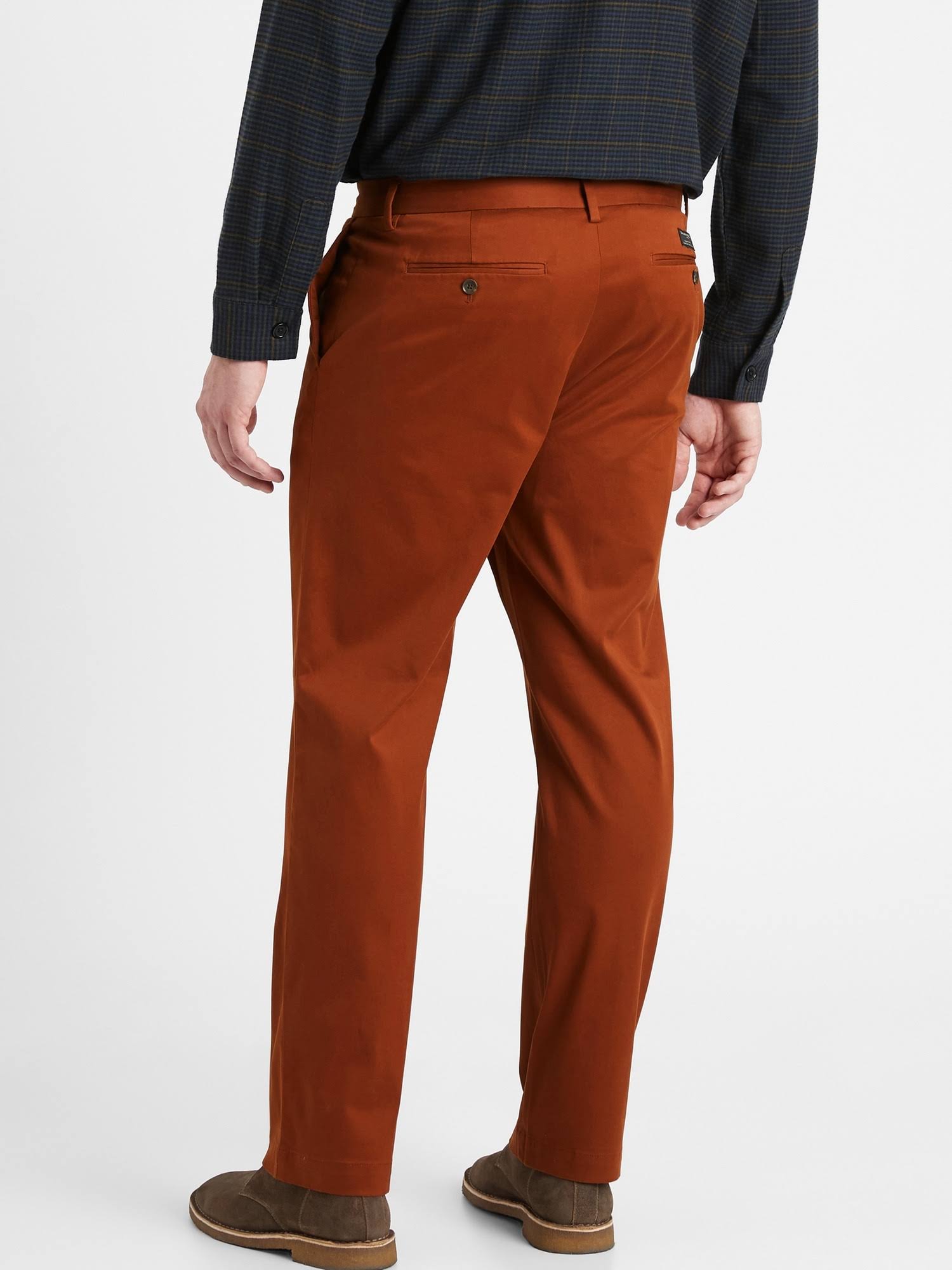 Banana Republic Men's Straight Rapid Movement Chino Pant Rust Brown Size 31W 34L