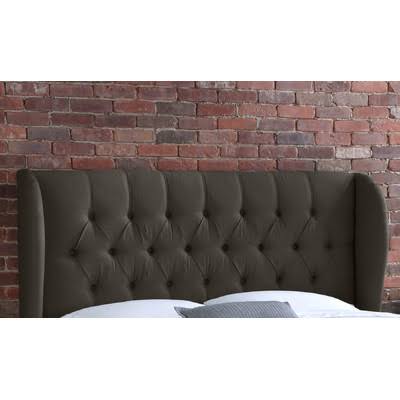 House of Hampton Stowmarket Tufted Diamond Upholstered Wingback Headboard Size: Queen, Upholstery: Charcoal