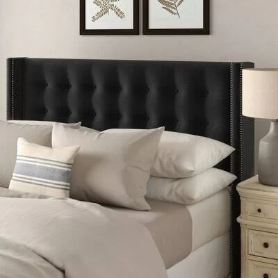 Lollis Wood Frame Upholstered Wingback Headboard Size: Twin, Upholstery: Mystere Mango