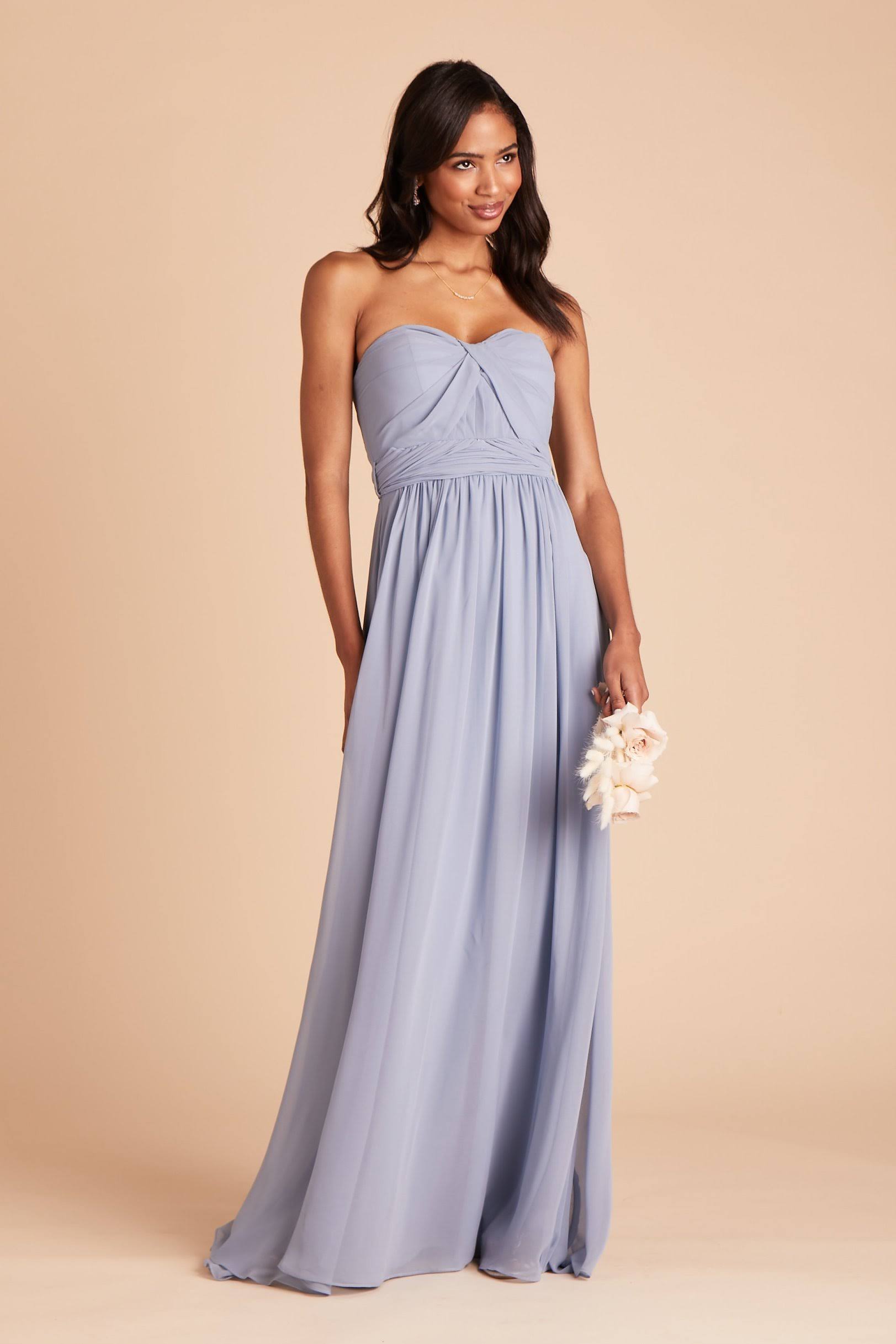 Birdy Grey Grace Convertible Chiffon Bridesmaid Dress in Dusty Blue M / Dusty Blue / No Slit