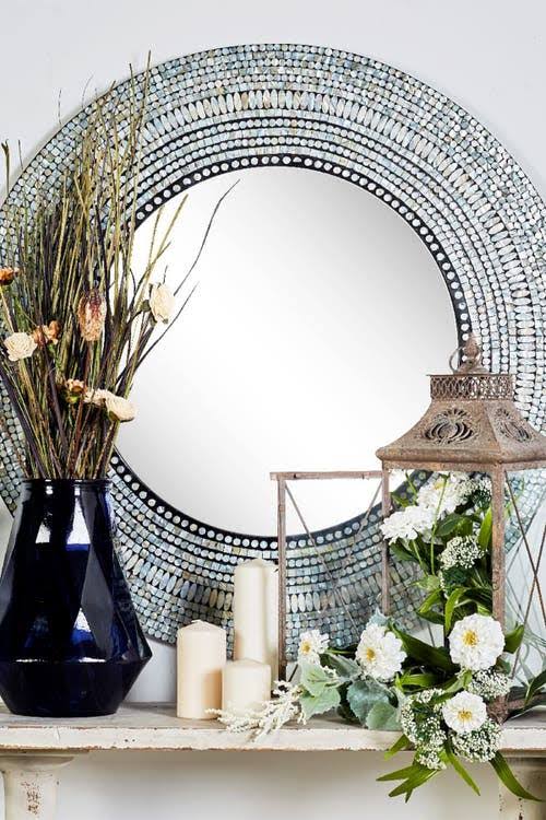 Decmode Wood Shell Wall Mirror
