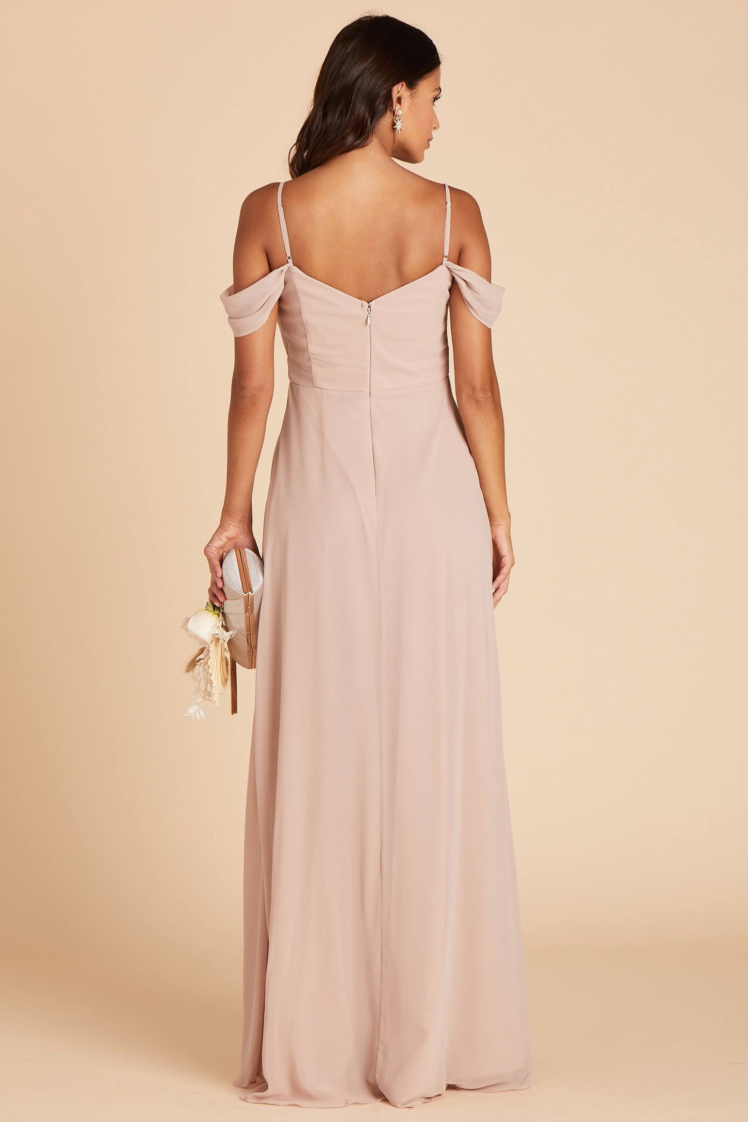 Birdy Grey Spence Convertible Chiffon Bridesmaid Dress in Taupe S / Taupe