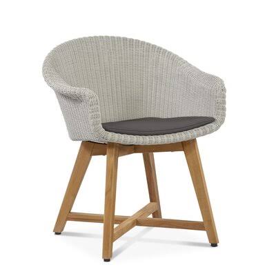 Adalene Teak Patio Dining Armchair with Cushion Birch LANE?