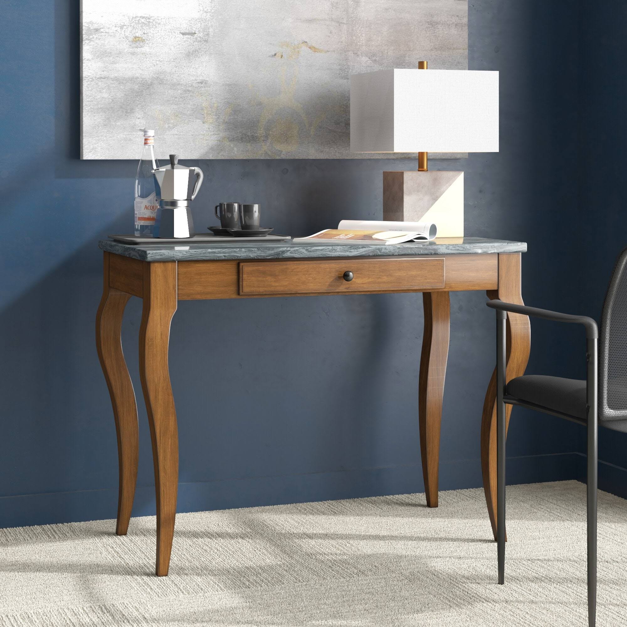 Picket House Furnishings Melony Desk with Marble Top in Grey